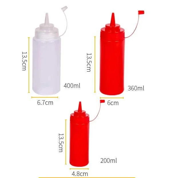 350ml 450ml 16oz Condiment Squeeze Bottles with Tip Cap Multipurpose Squirt Bottles Plastic Condiment Bottles