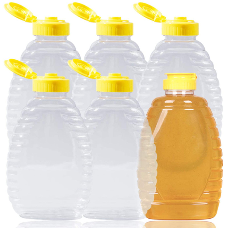 17oz Squeeze Honey Plastic Bottle with Flip-Top Caps for Storing