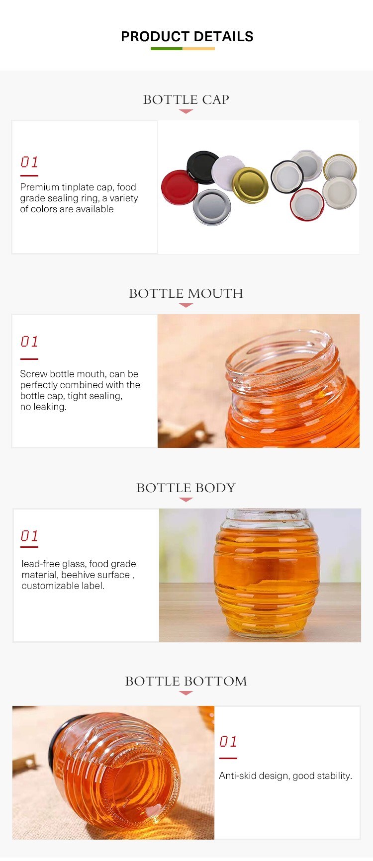 SGS Certificated Honeycomb Shape 100ml Honey Glass Jar