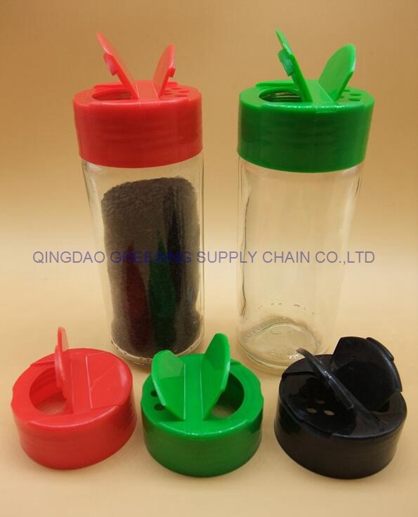 100ml Strong Plastic Spice Bottle with Double Opening Cap Screw Lid