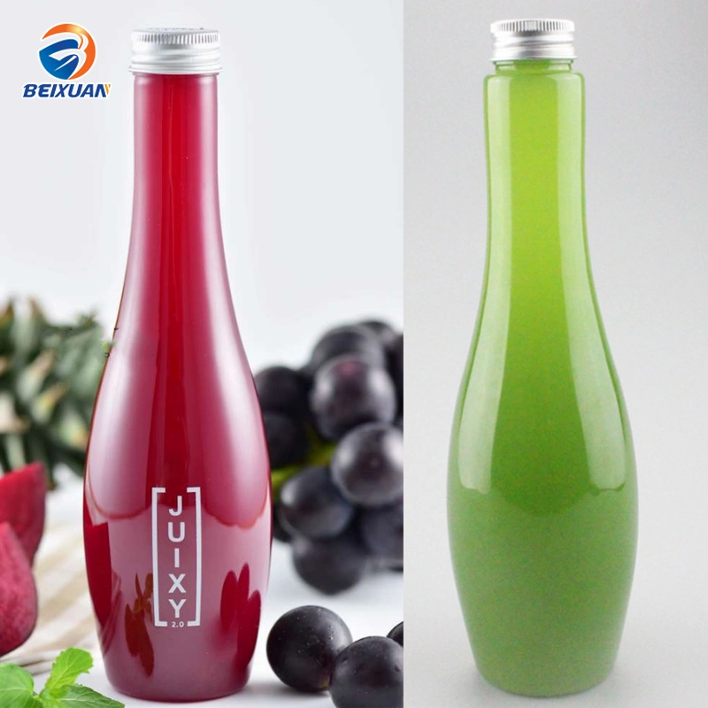 300ml Triangle Fruit Juice Bottle Pet Plastic Bottle with Label