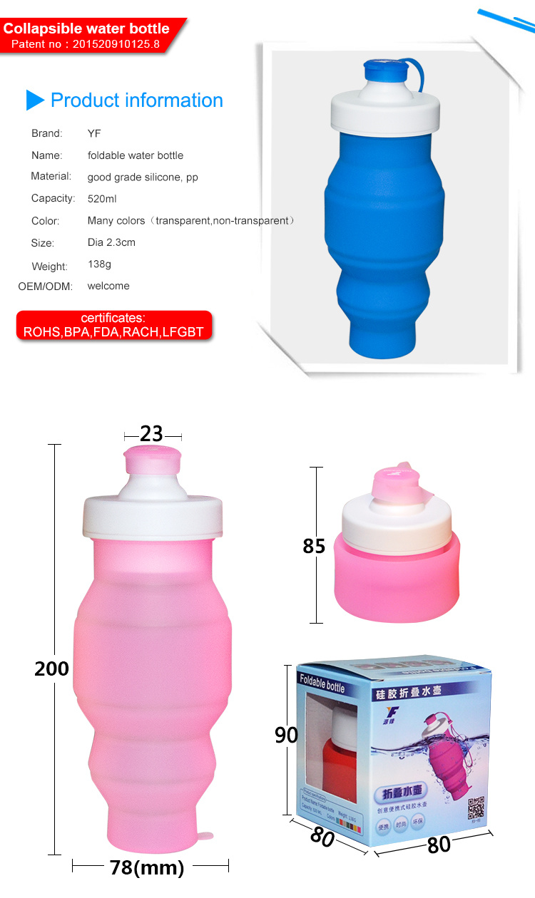 Foldable Drinking Water Bottle, Customized Collapsible Sport Water Bottle