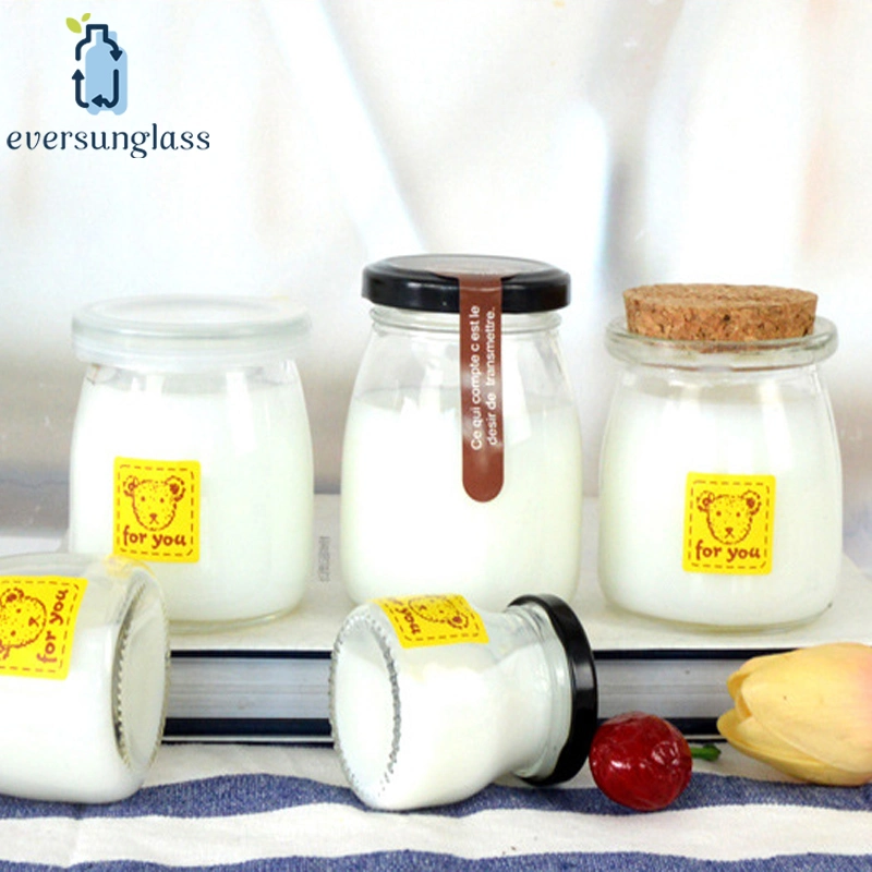 250mlpudding Jar Honey Jar Yogurt Glass Jar with Plastic Lid