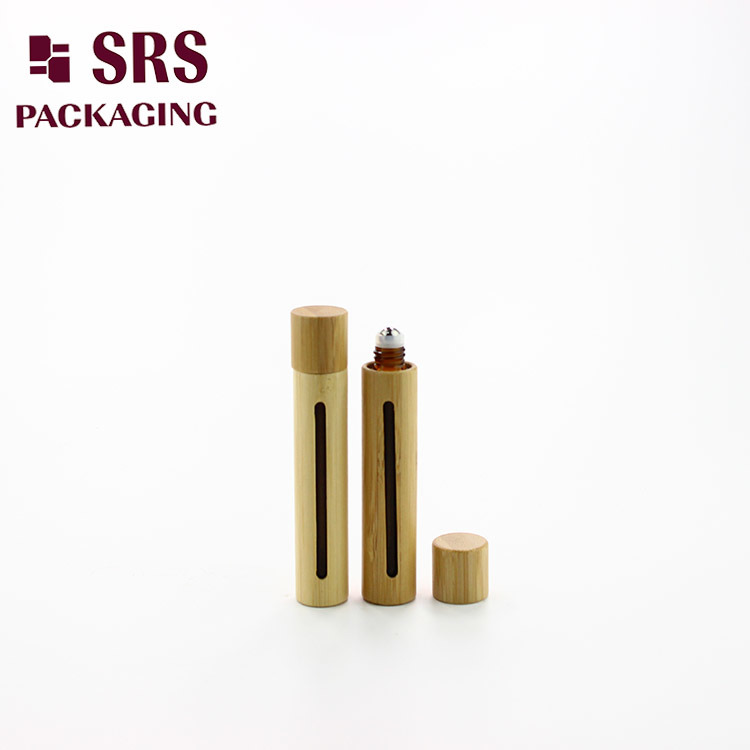 Natural Bamboo Cosmetic Glass 10ml Roll on Wholesale Perfume Bottles