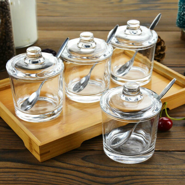 Seasoning Jar Set Glass Spice Bottle with Glass Lid