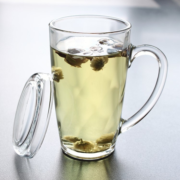 Hot Sale Clear Glass Double Wall Mug with Glass Cover