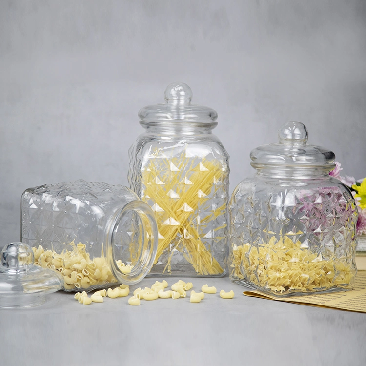 Factory Price Customized Glass Food Storage Jar Bottle Spice Containers with Airtight Glass Lid
