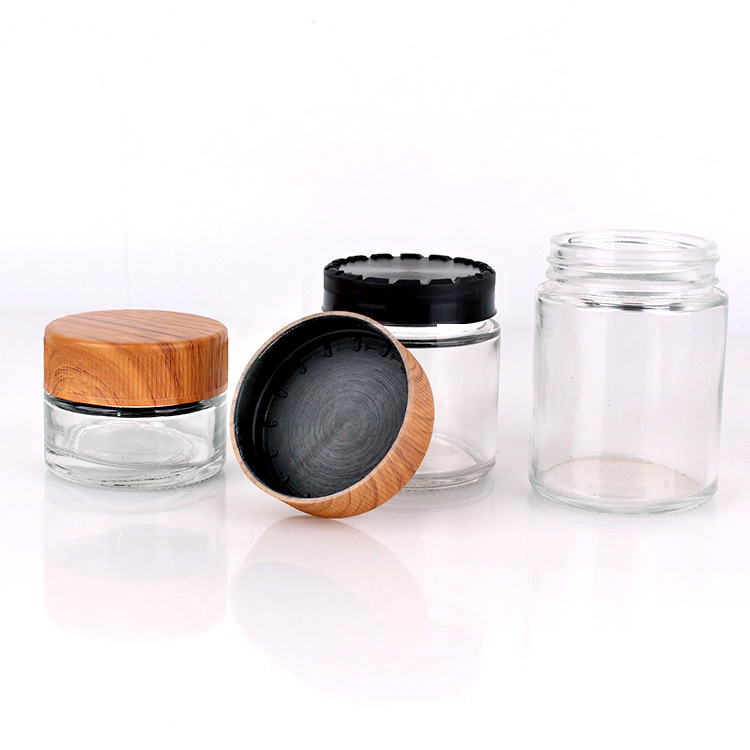 110ml Round Transparent Cosmetic Glass Jar with Plastic Cap