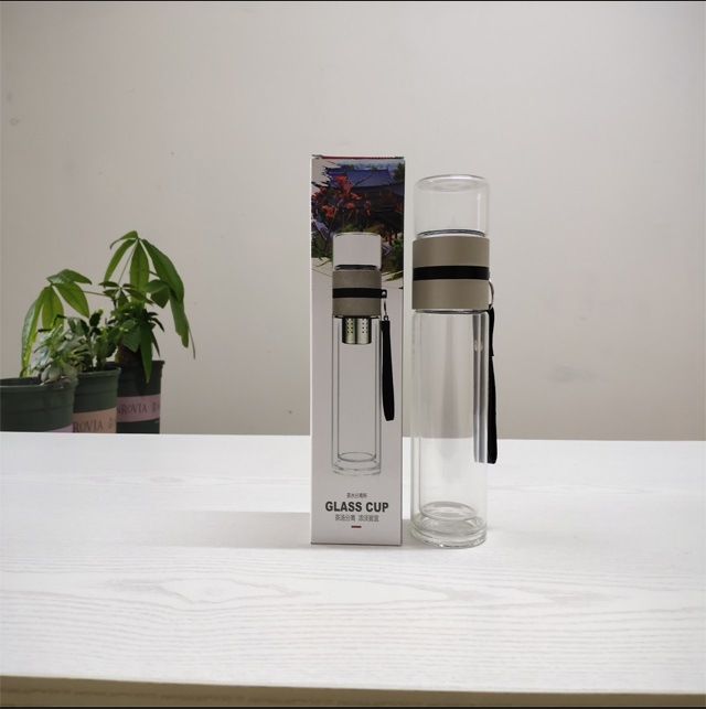 Promotion Gift Food Grade Double Wall Glass Water Bottle for Tea 2021