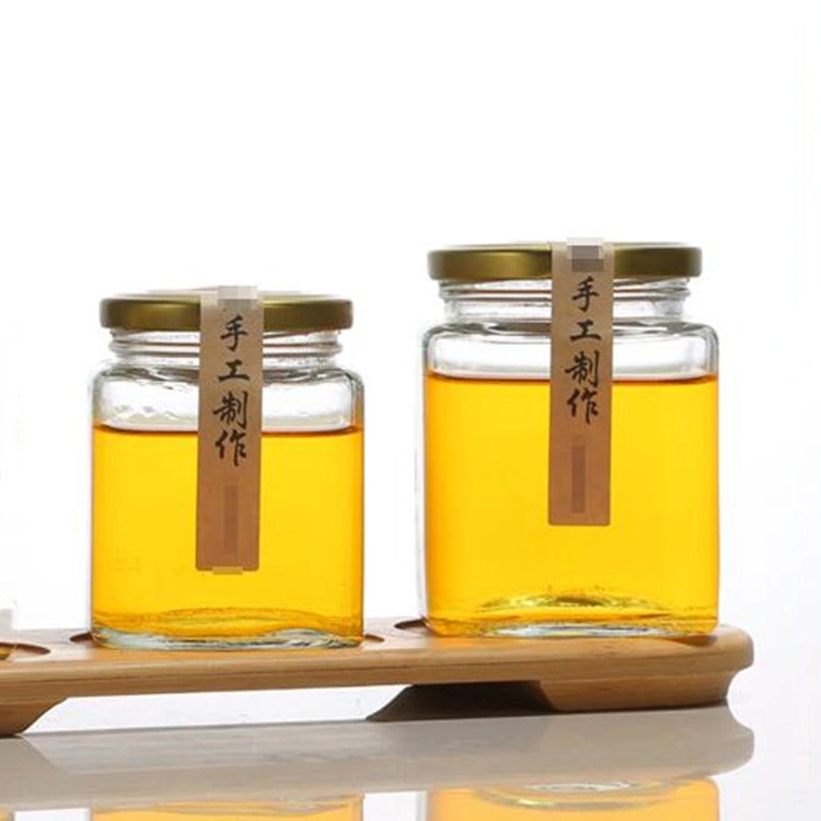 50ml-730ml Square Bee Honey Jam Glass Jar with Metal Lid