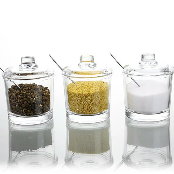 Seasoning Jar Set Glass Spice Bottle with Glass Lid