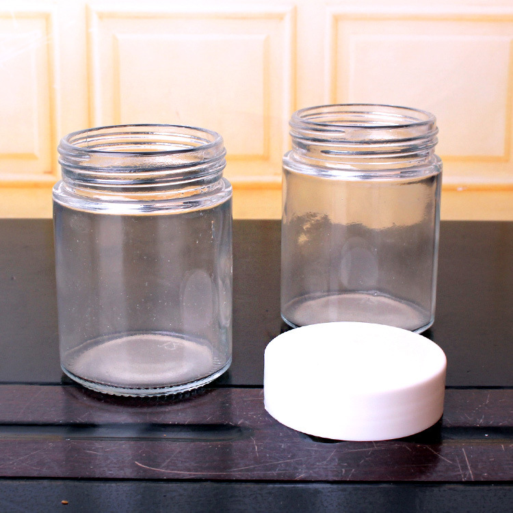 6oz Clear Airtight Glass Jam Jars Containers with Black Lid