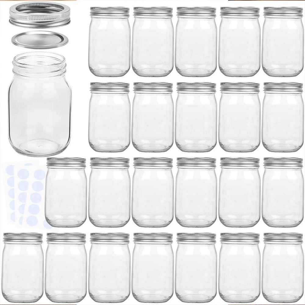 Wholesale Custom Made 380ml 12 Ounce Round Glass Mason Jar Drink Straw Glass Mason Jar Bottle with Silver Metal Lid