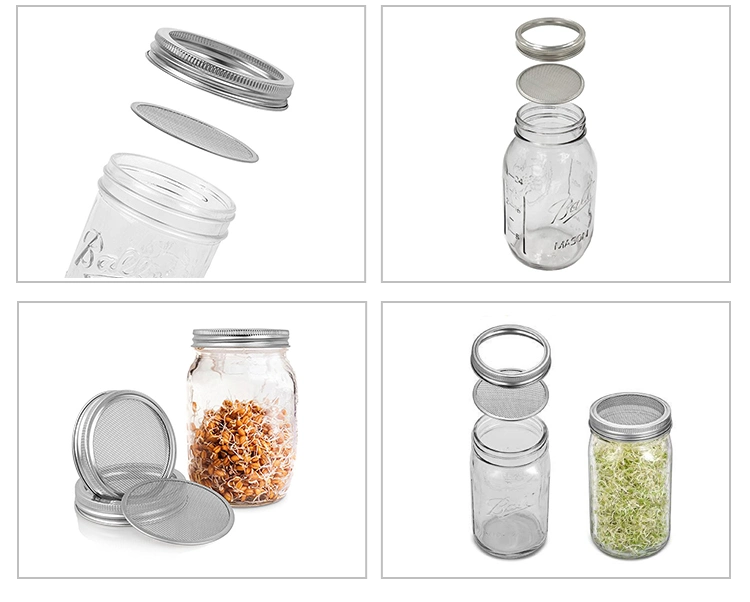 70mm Stainless Steel Sprouting Lid for Regular Mouth Mason Jars