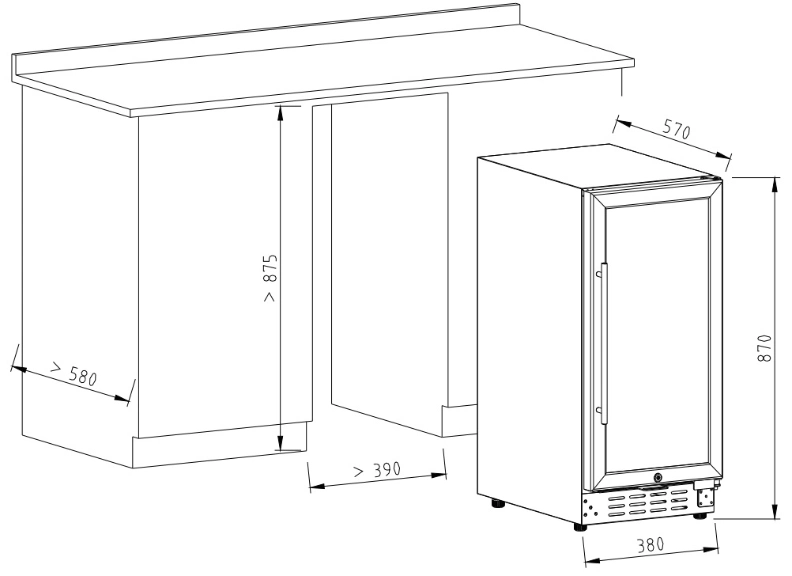 China Manufacturer Wholesale 33-Bottle Compressor Wine Cellar Wine Cooler Bottle Fridge for Wine