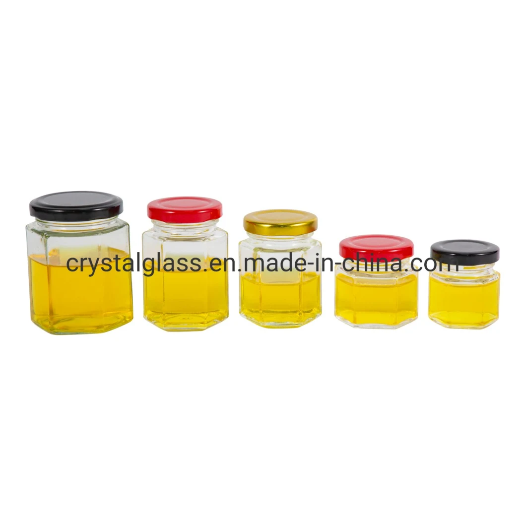 9oz Square Food Storage Honey Jam Glass Jar with Black Cap Lid 280ml 380ml 500ml