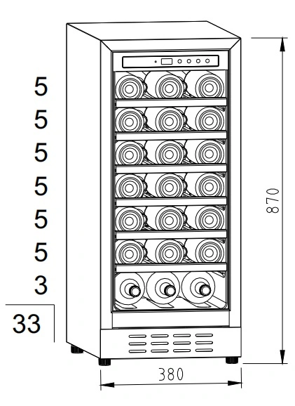 China Manufacturer Wholesale 33-Bottle Compressor Wine Cellar Wine Cooler Bottle Fridge for Wine