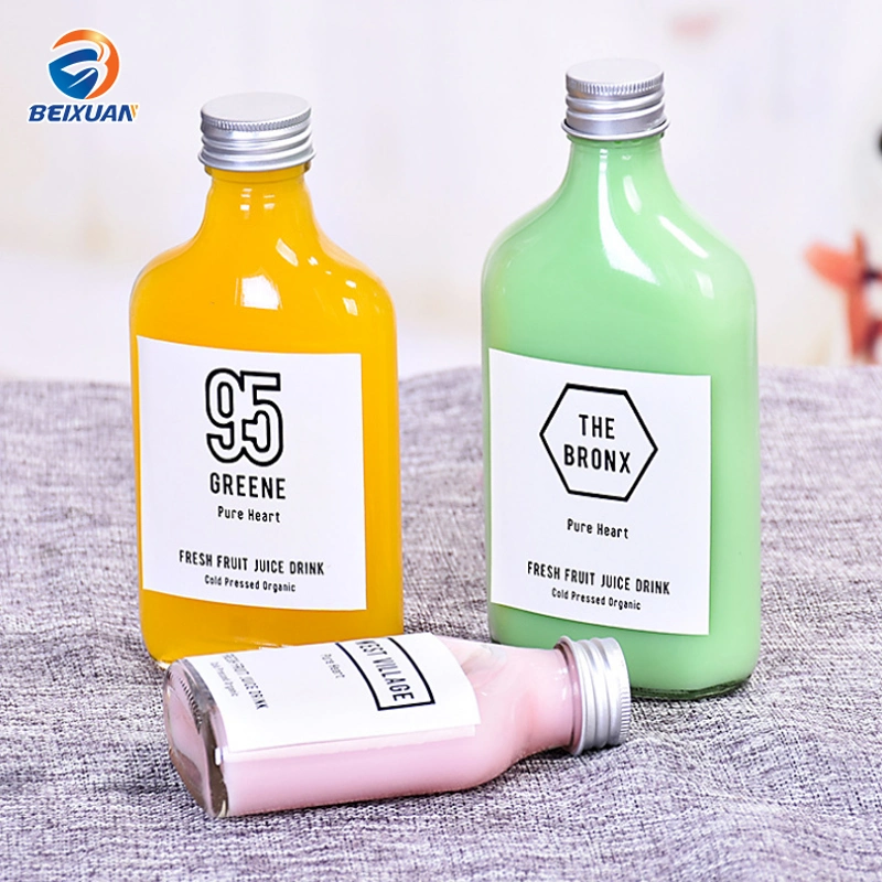 New Design 50ml Small Wine Beverage Bottles Flat Square Glass Bottles