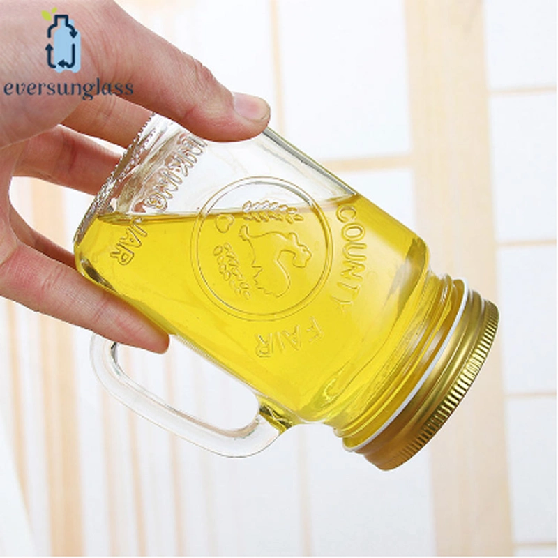 Wholesale 400ml Glass Juice Jar Mason Jar with Lids and Straw for Juice Beverage