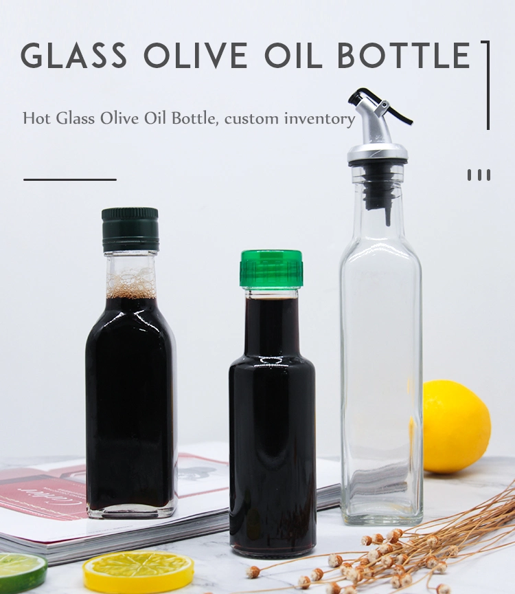 Square and Round Shape 100ml/180ml/250ml/500ml/750ml/1000ml Transparent Clear Glass Olive Oil Bottle