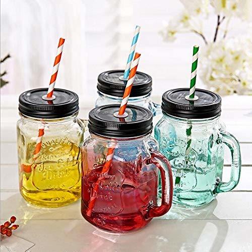 Wholesale Glass Mason Jar 16oz Colored Glass Mason Jar with Handle