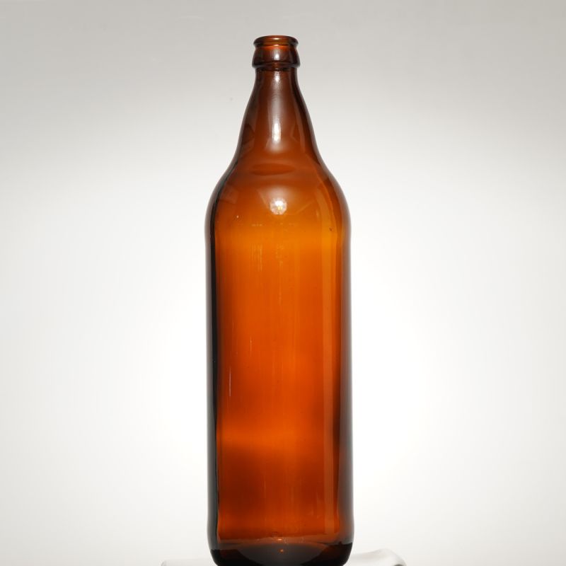 Amber Round Beer Glass Bottle with Cover Top