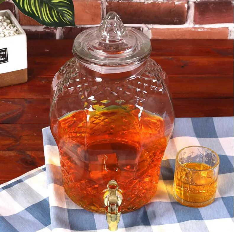 Factory Price Wholesale Custom Juice Glass Jar with Tap Glass Beverage Dispenser