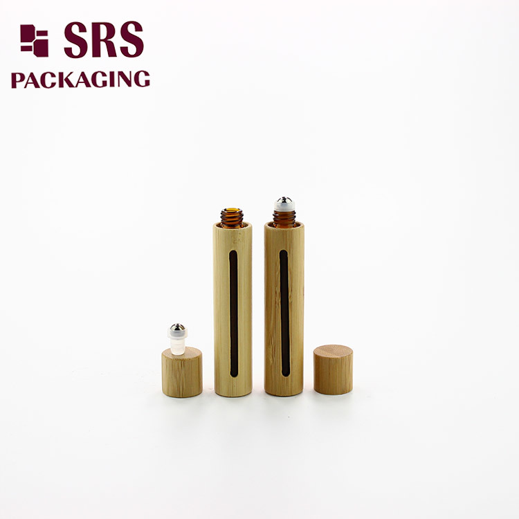 Natural Bamboo Cosmetic Glass 10ml Roll on Wholesale Perfume Bottles