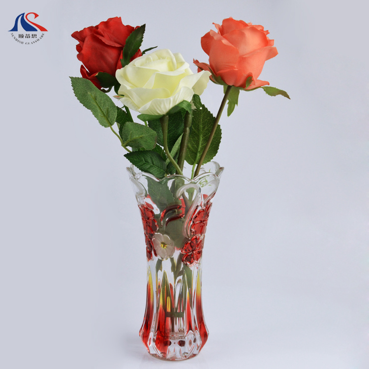 Stock Color Glass Decoration Transparent Colored Glass Vase