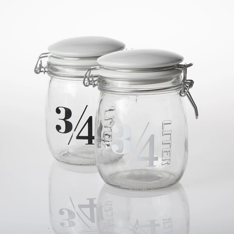 New Selling Transparent Glass Preserving Storage Jar Round Glass Food Jar Cookie Candy Containers with Ceramic Lid