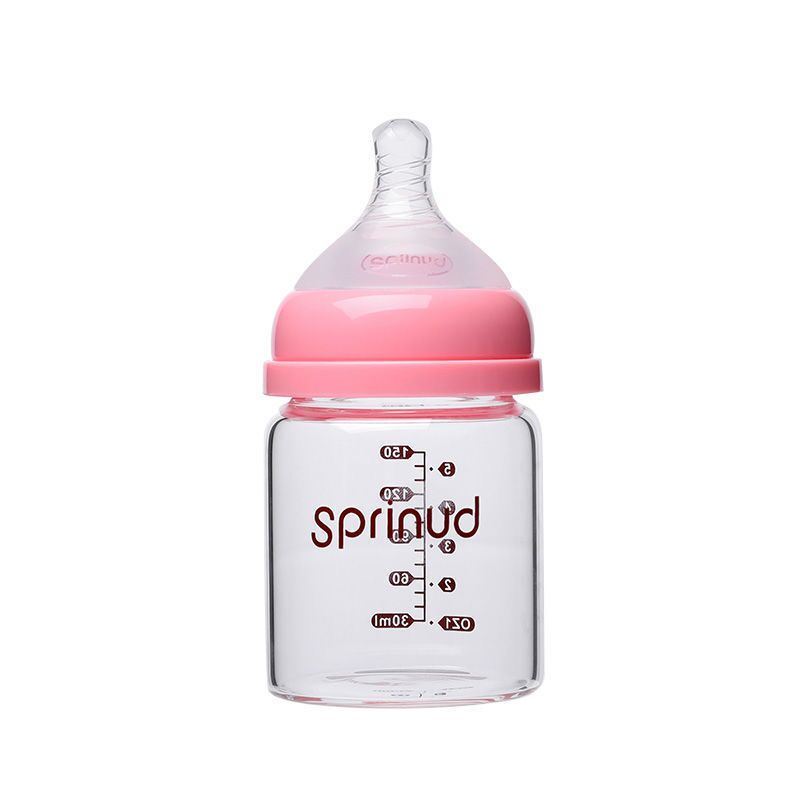 Transparent Wide Neck Borosilicate Glass Baby Milk Bottle