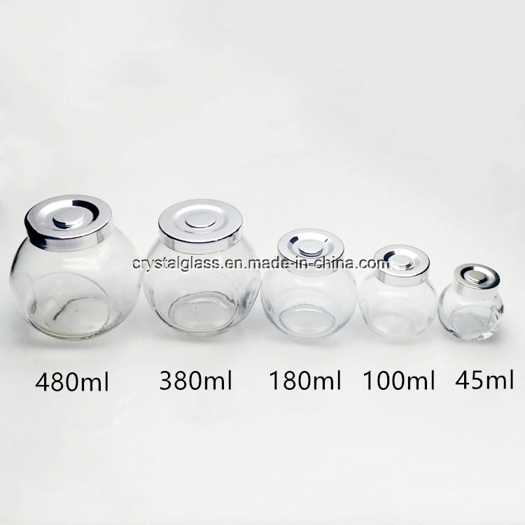 100ml 180ml 380ml 480ml Empty Flat Drum Glass Jar for Candy Food with Cap