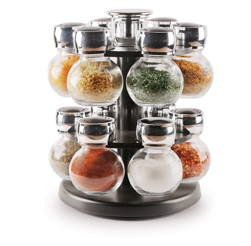 Revolving Spice Rack 12 Glass Jars