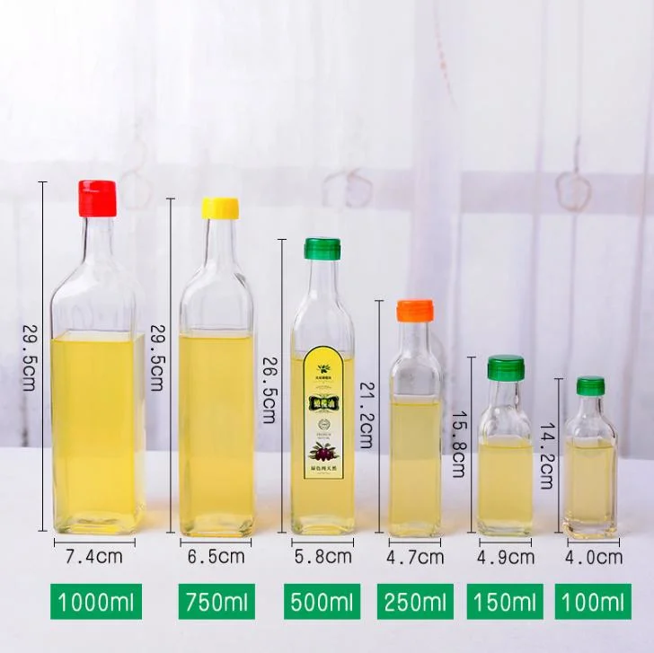 Empty Olive Oil Packaging Clear Glass Bottle 100ml