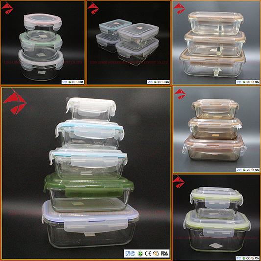 Glass Containers Food Storage Set Sandwich Lunch Box Container with 2 Compartments