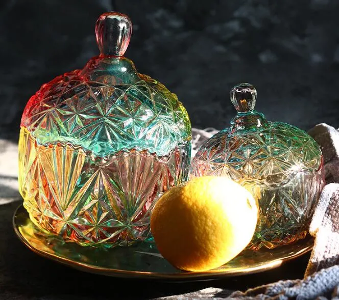 Colorful Glass Candy Jar Beautiful Gift Candy Jar European Style Glass Jar