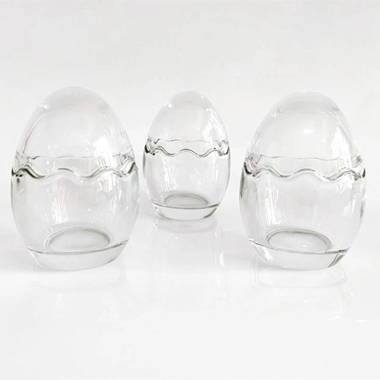 Small Middle Large Clear Fancy Egg Shaped Glass Jars Storage