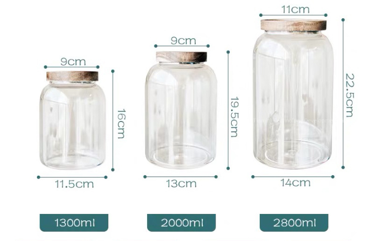 Large Size Borosilicate Glass Storage Jar with Sealed Acacia Lid