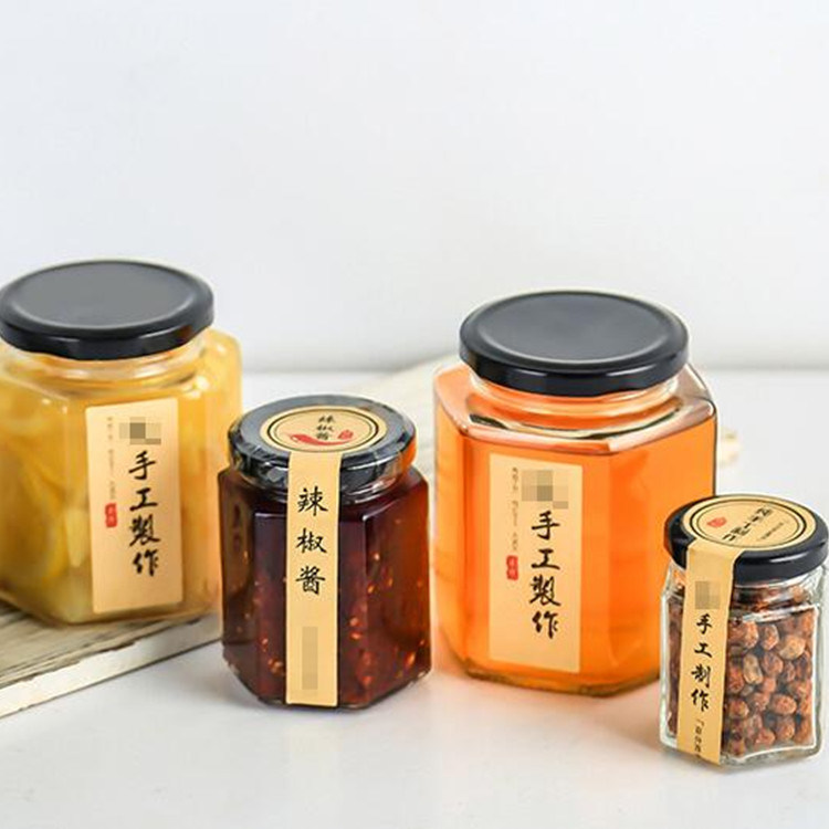 280ml Hex Jam Food Packaging Honey Glass Jar with Lid