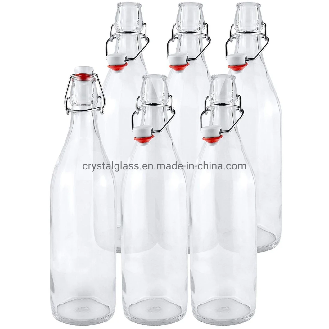 1000ml 500ml 250ml Customized Logo Printing Drinking Glass Water Bottles with Swing Clip Top