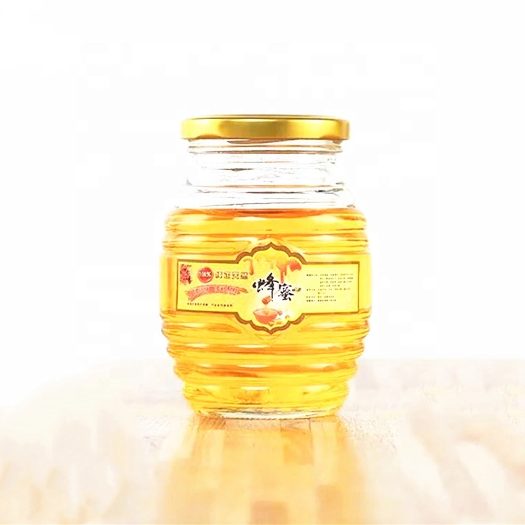Bee Shape Empty Clear 100ml 250ml 500ml 1000ml Glass Honey Jam Pickles Jars&Bottles with Metal Lid Storage Glass Jar