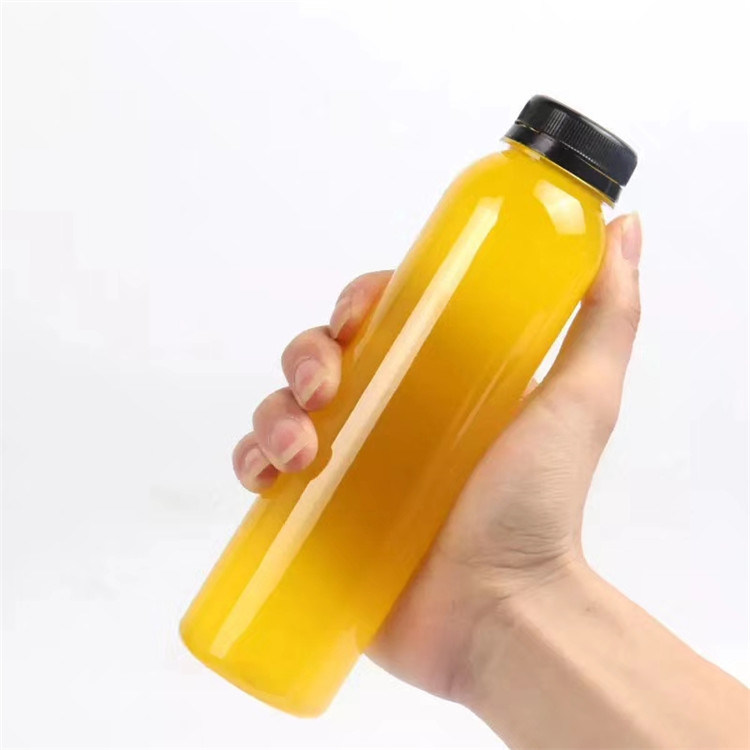 Milk Tea Plastic Bottle Pet Soft Drink Disposable Fruit Juice Bottle Take-Away with Lid Cusomized Logo