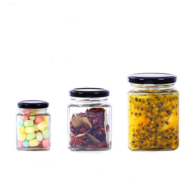 280ml 380ml Square Jam Food Storage Honey Glass Jar Glass Containers