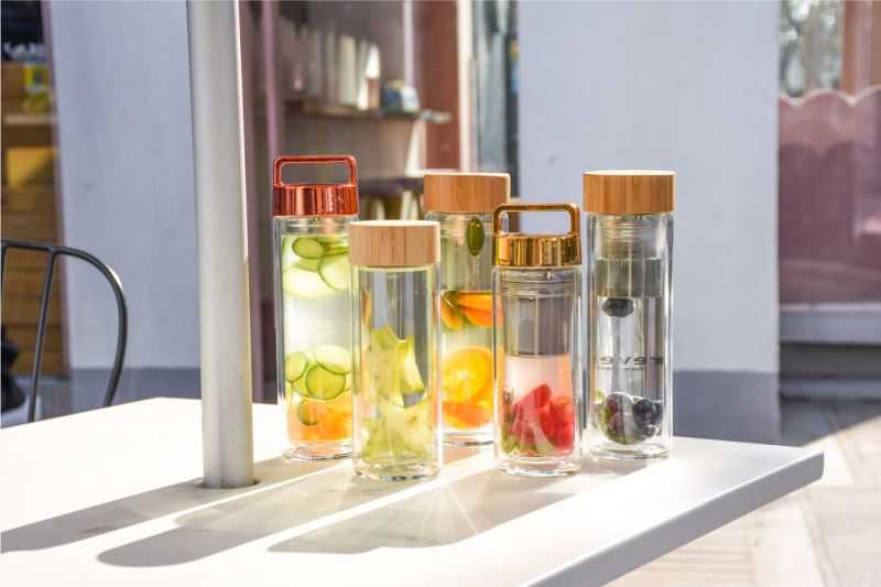 Eco-Friendly Leisure Drinkware Glass Water Bottle with Strainer FL3010