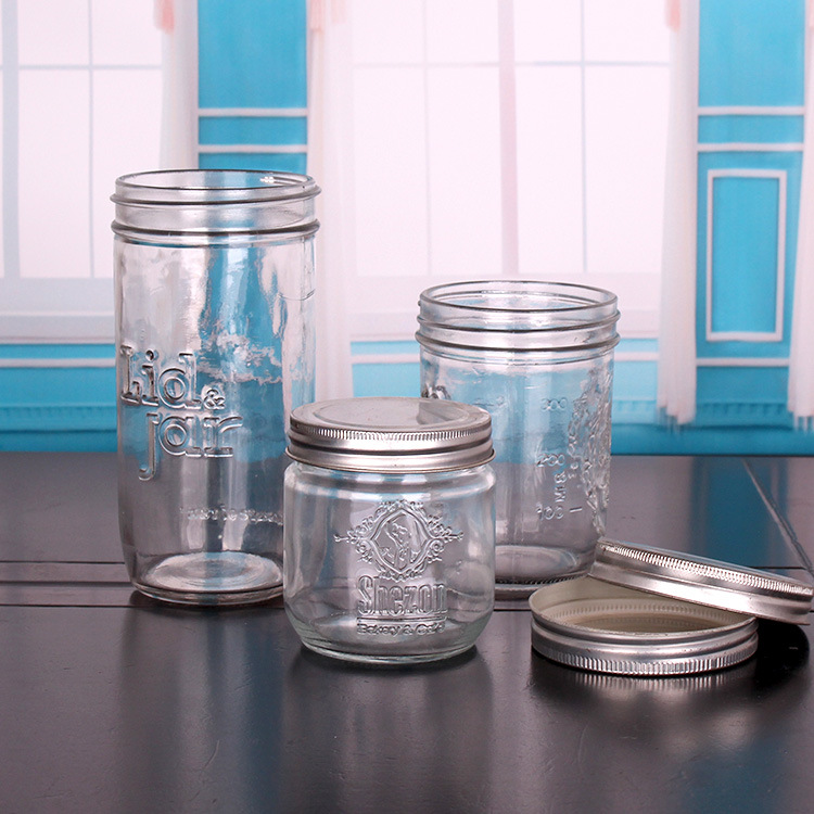 Wide Mouth Glass Mason Jar/Glass Jar with Metal Lid