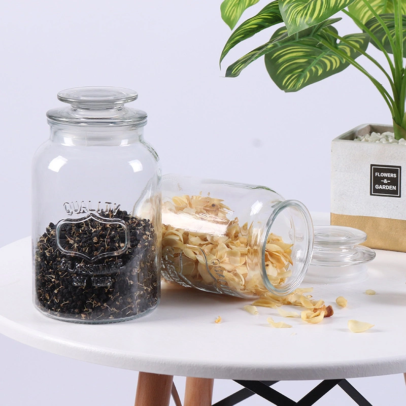 Glass Tea Canister Jar with Glass Lid Glass Storage Jar Candy Jar