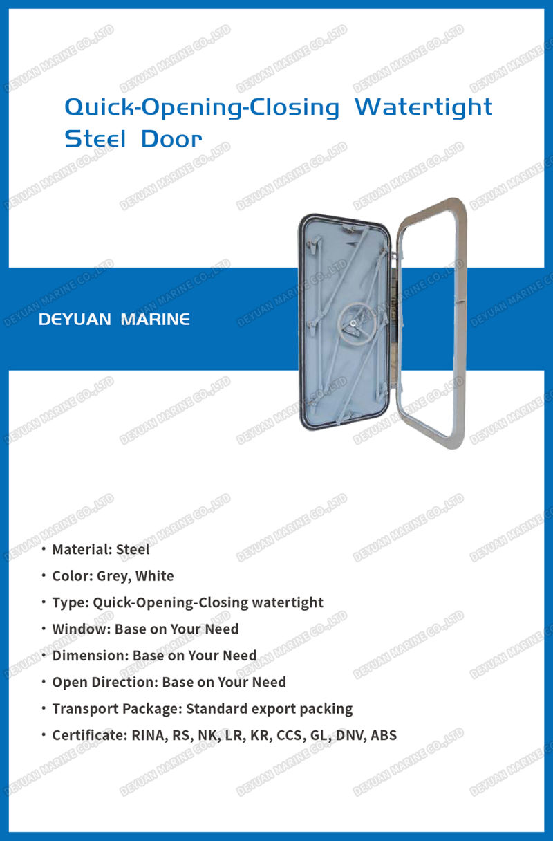 Marine Single Leaf Quick-Opening-Closing Watertight Steel Door