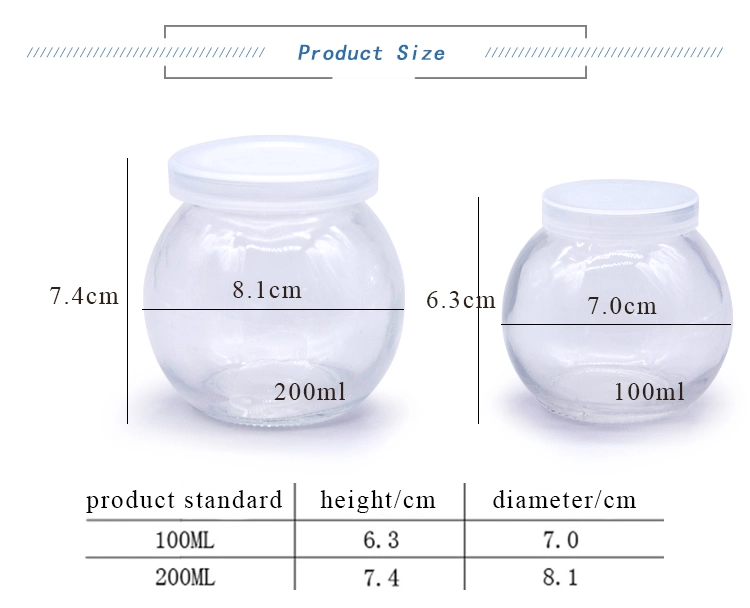 100ml Round Empty Storage Container Milk Pudding Bottle Glass Yogurt Jars with Plastic Lid