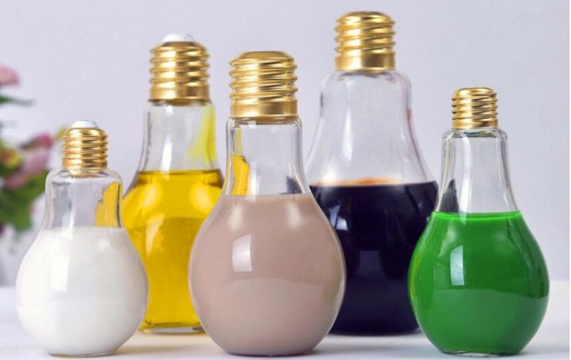 New Bulb Design Glass Juice Bottles with Metal Lids