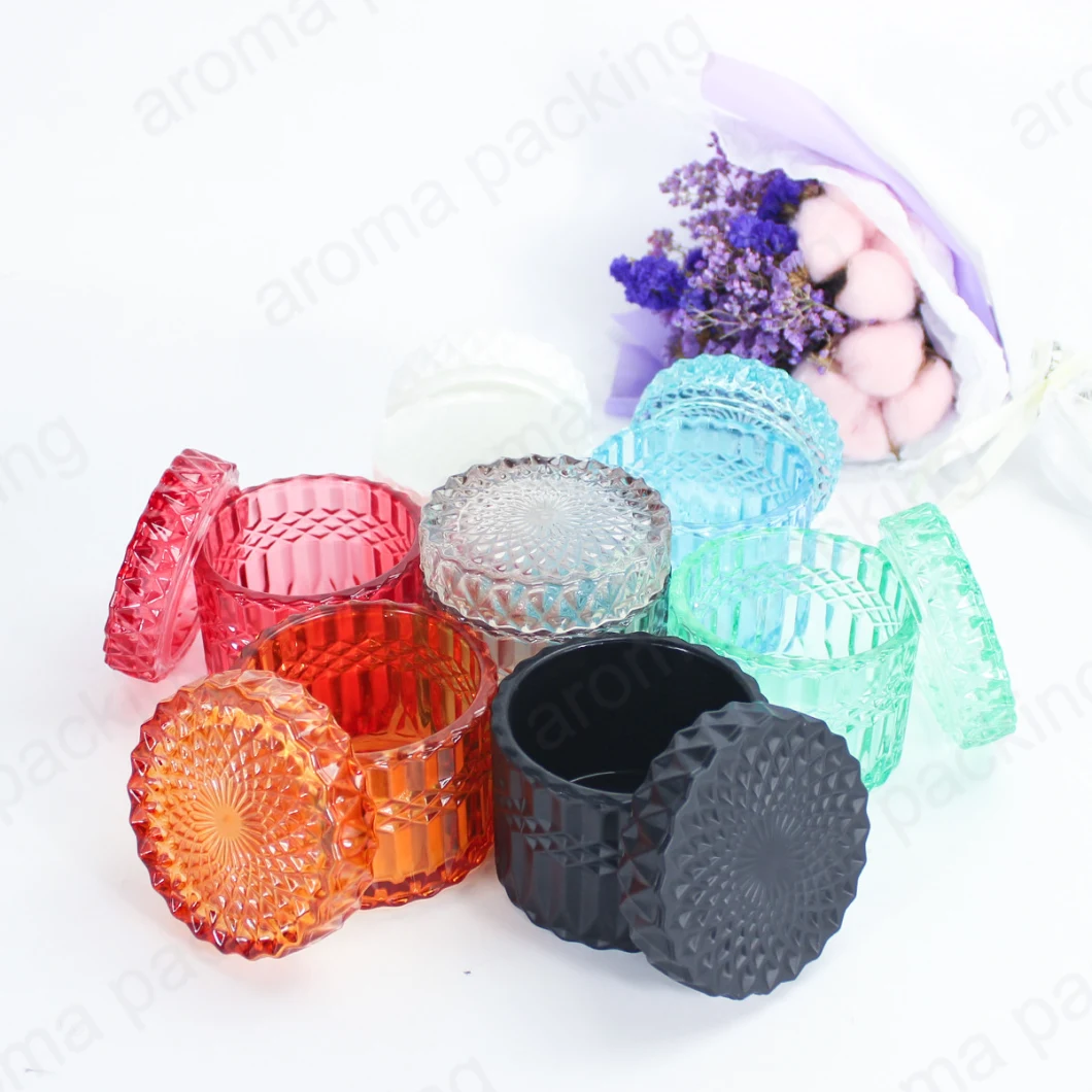 Hot Sale Round Shape Candle Glass Jar with Glass Lid Candy Jar Candle Holder